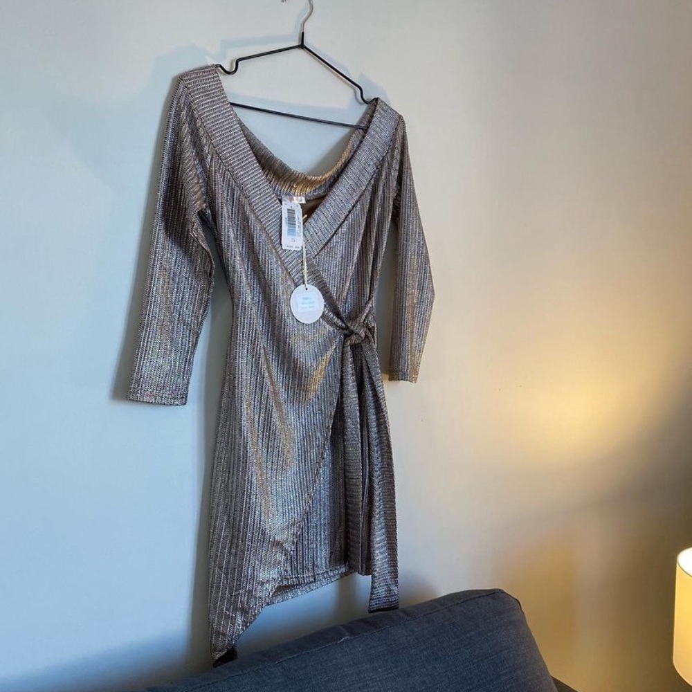 Brand new off the shoulder gold dress from envy